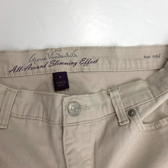 Gloria Vanderbilt Amanda Ankle Snap Hem Crop Women's size 8 Beige Denim jeans - Picture 3 of 4